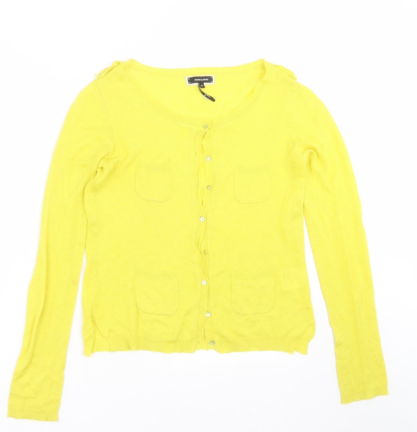 MORE & MORE Womens Yellow  Knit Cardigan Jumper Size 8