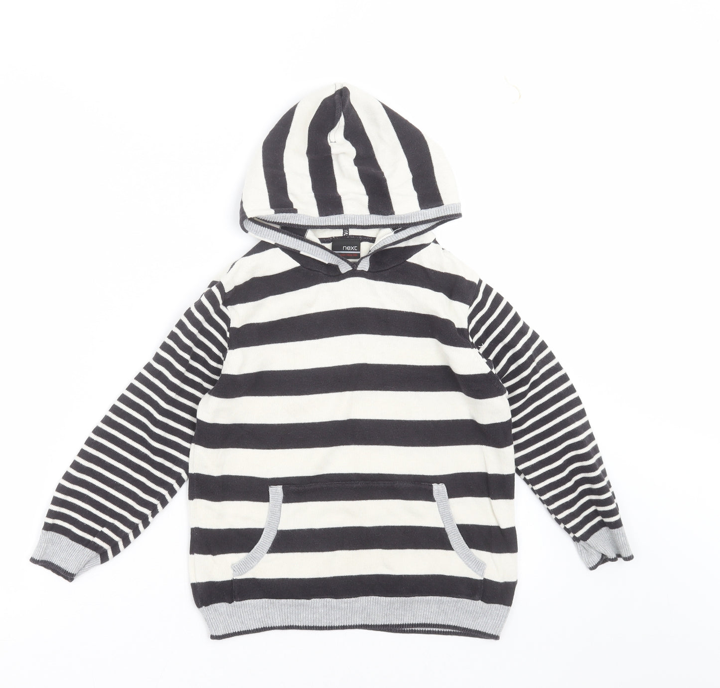 NEXT Boys Ivory Striped Knit Pullover Hoodie Size 4-5 Years