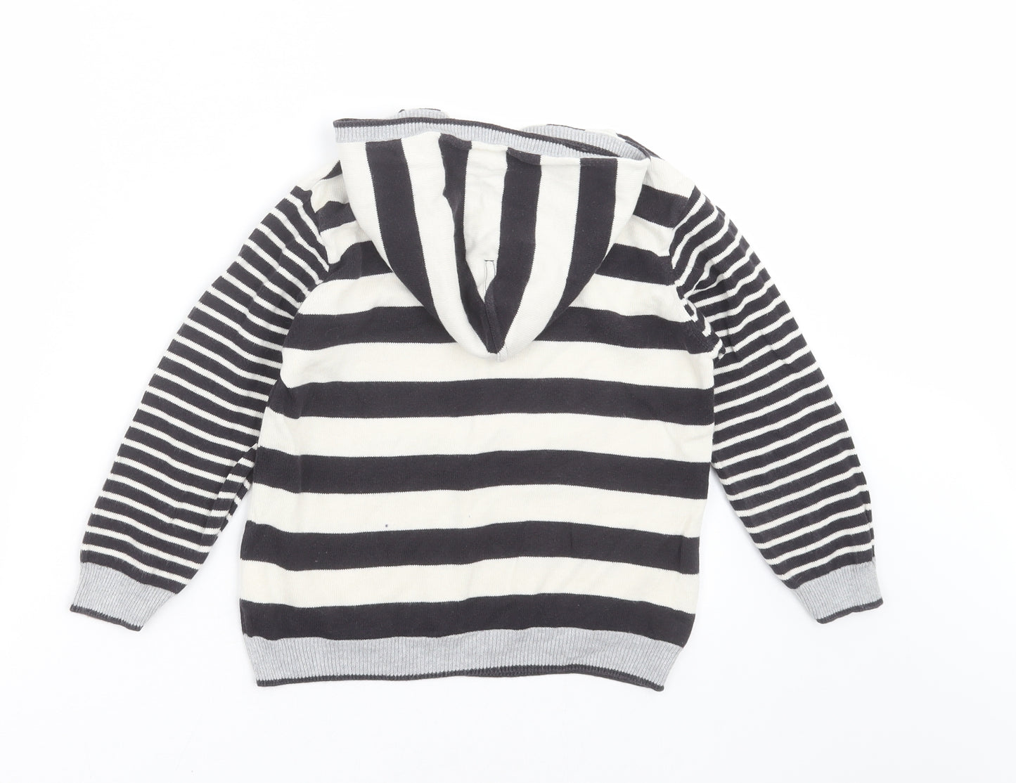 NEXT Boys Ivory Striped Knit Pullover Hoodie Size 4-5 Years