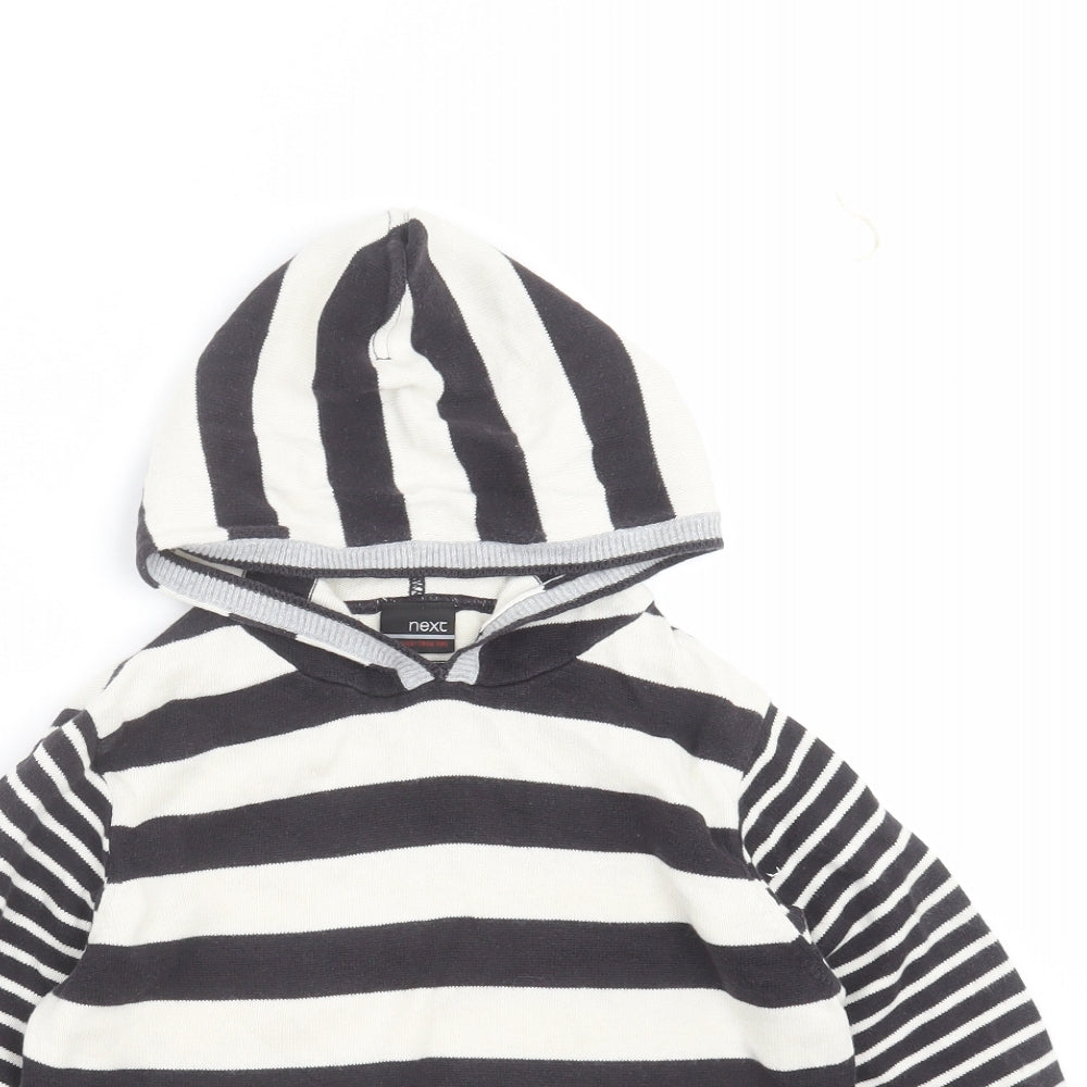 NEXT Boys Ivory Striped Knit Pullover Hoodie Size 4-5 Years