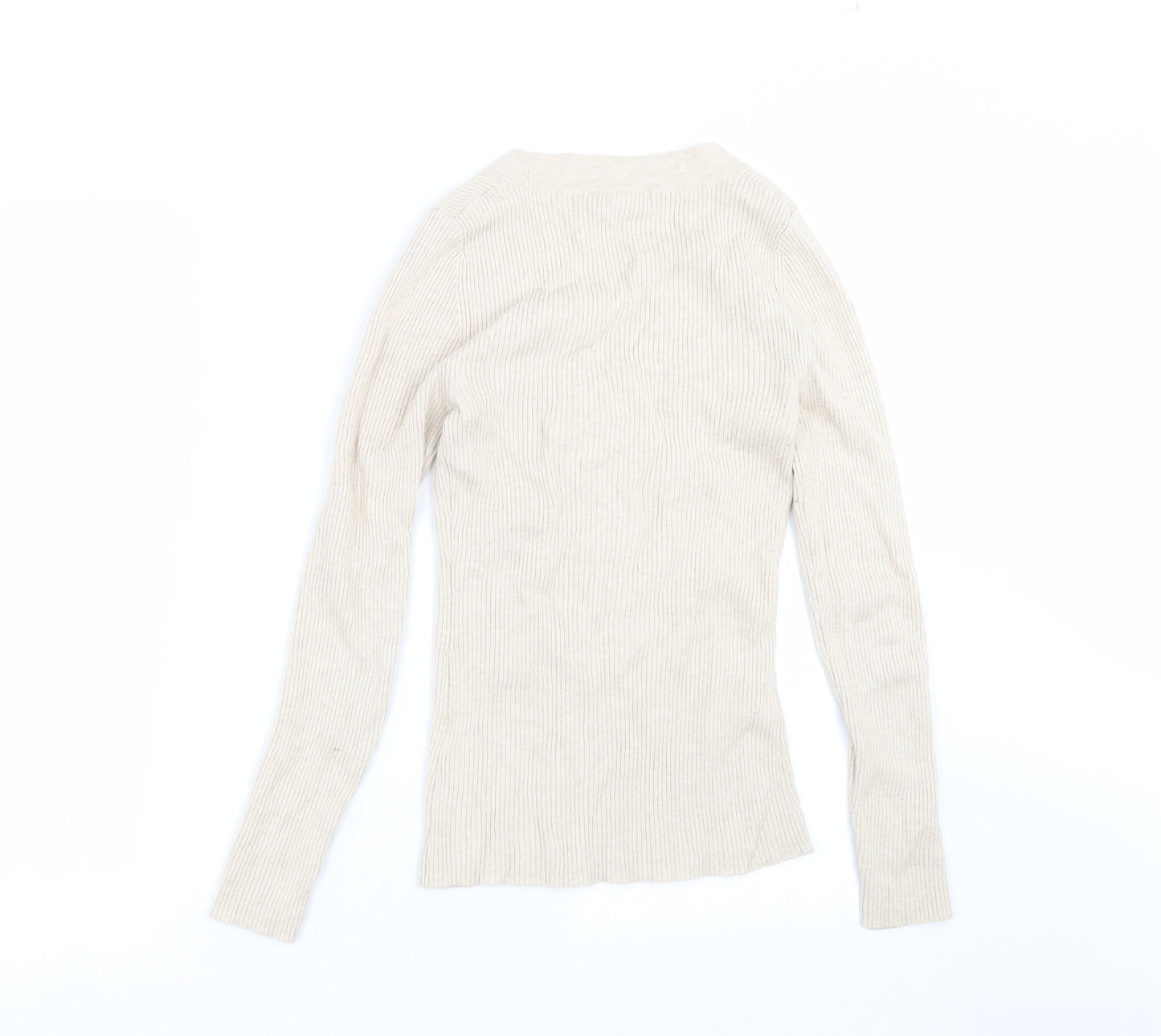 H&M Womens Beige   Pullover Jumper Size XS  - ribbed fabric