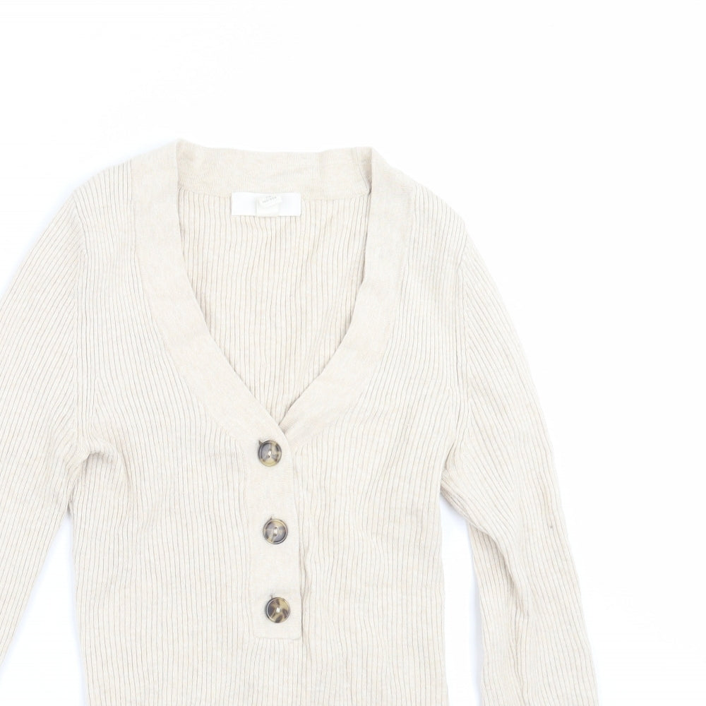 H&M Womens Beige   Pullover Jumper Size XS  - ribbed fabric
