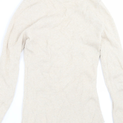 H&M Womens Beige   Pullover Jumper Size XS  - ribbed fabric