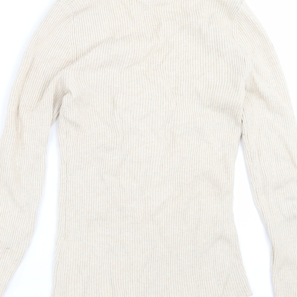 H&M Womens Beige   Pullover Jumper Size XS  - ribbed fabric