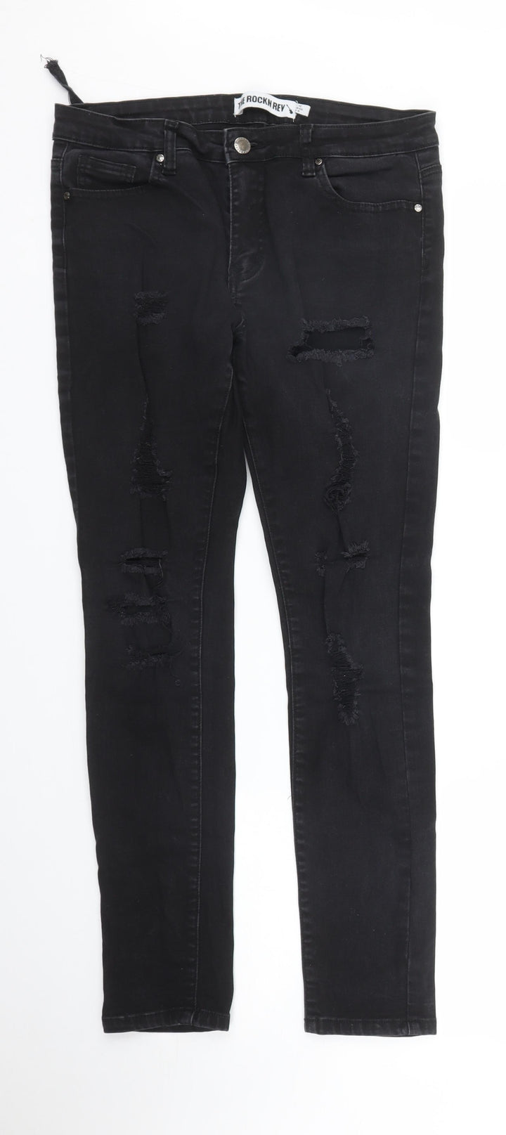 Rockn Rev Womens Black Denim Skinny Jeans Size 12 L27 in