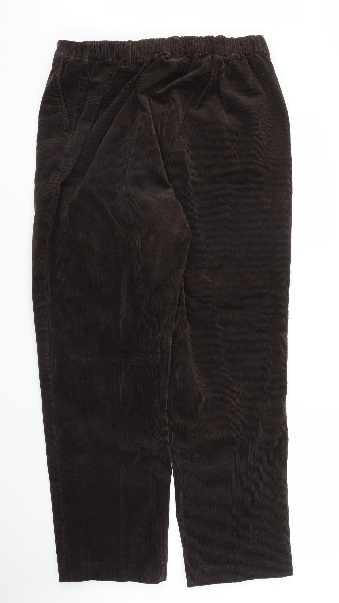 Lands' End Womens Brown  Corduroy Straight Jeans Size 16 L29 in