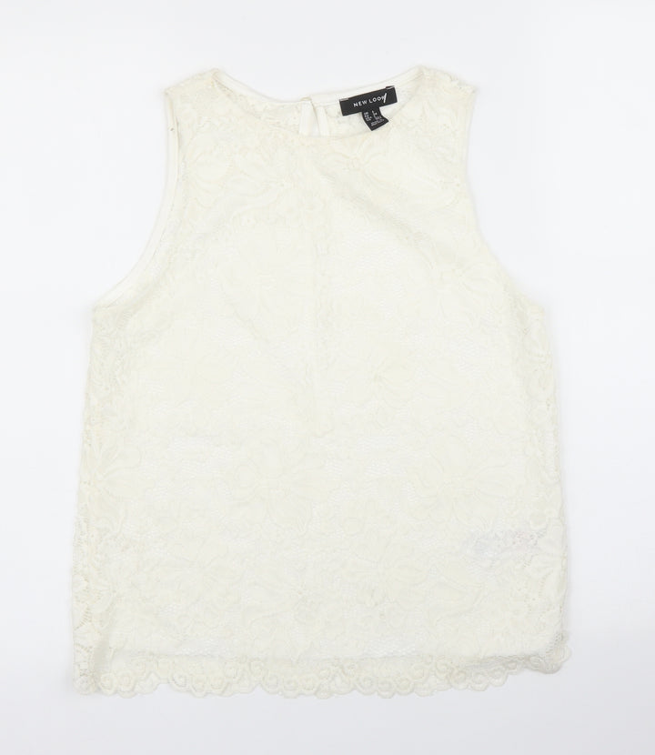 New Look Womens Ivory Floral Basic Blouse Size 6