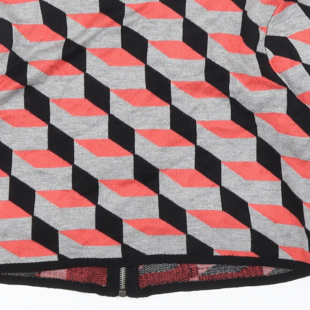 M&S Womens Black Geometric  Full Zip Jumper Size 12