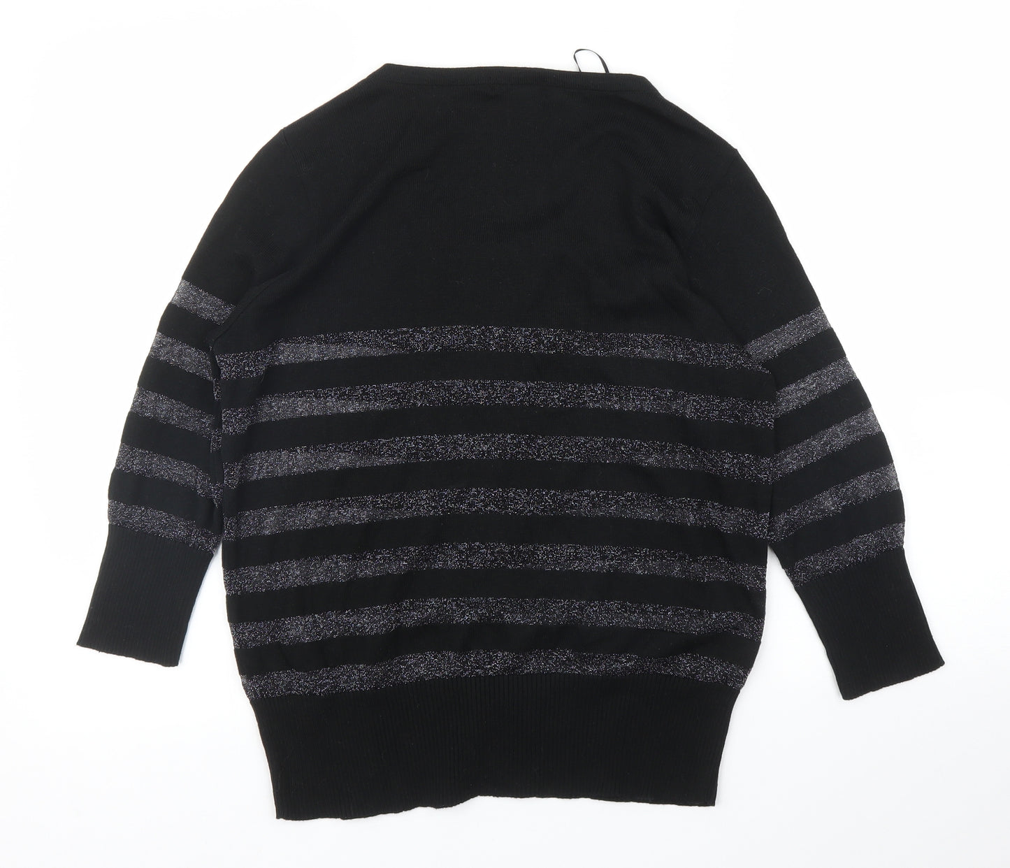 TU Womens Black Striped  Cardigan Jumper Size 16