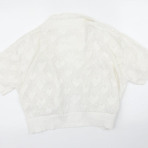 IQ Collection Womens White   Cardigan Jumper Size M