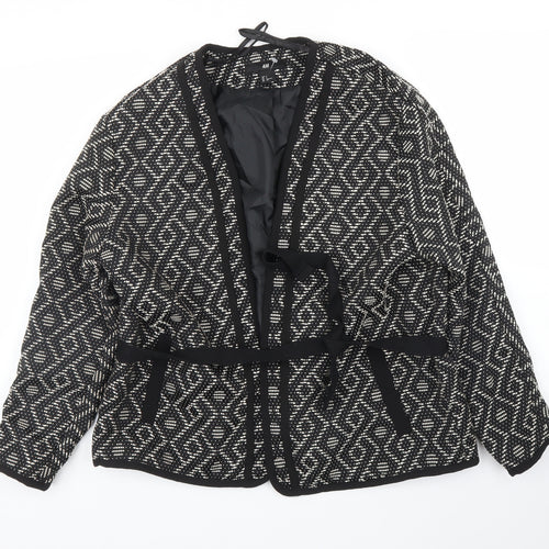 H&M Womens Black Geometric  Jacket Blazer Size S
