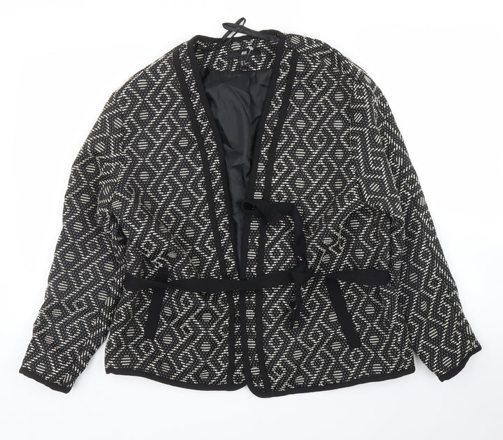 H&M Womens Black Geometric Jacket Blazer Size S