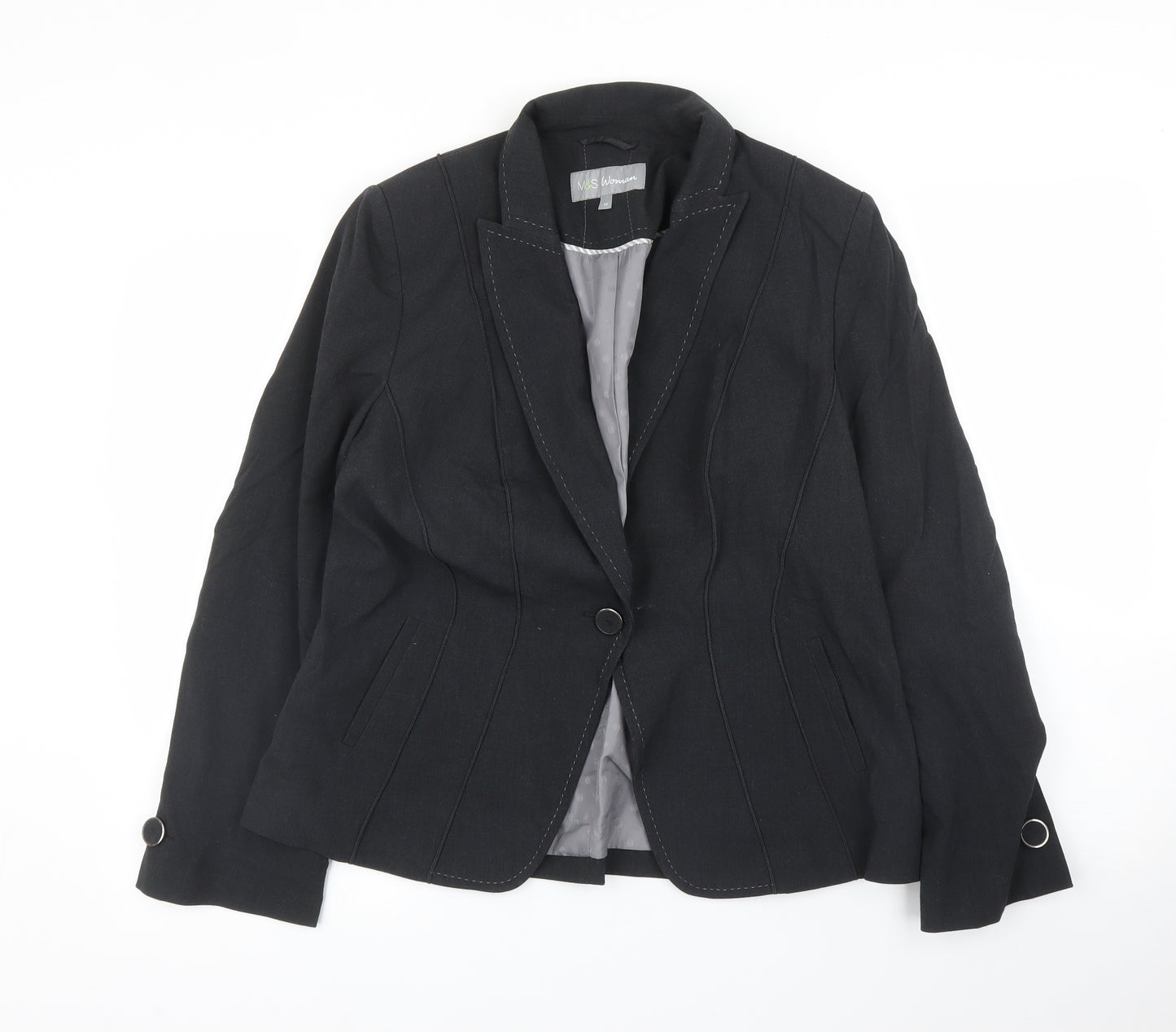 M&S Womens Grey   Jacket Blazer Size 14