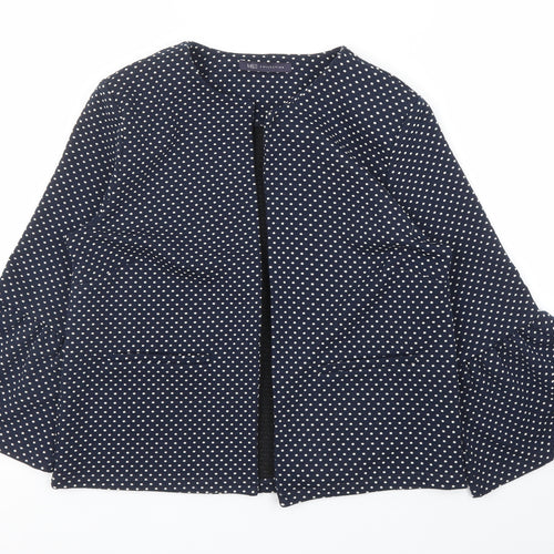 M&S Womens Blue Polka Dot  Jacket Blazer Size 10
