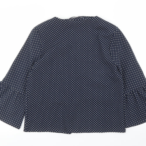 M&S Womens Blue Polka Dot  Jacket Blazer Size 10