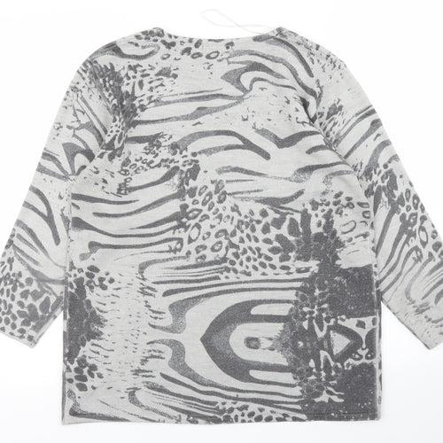 Ann Marie Womens Grey Animal Print  Pullover Jumper Size L  - Leopard print