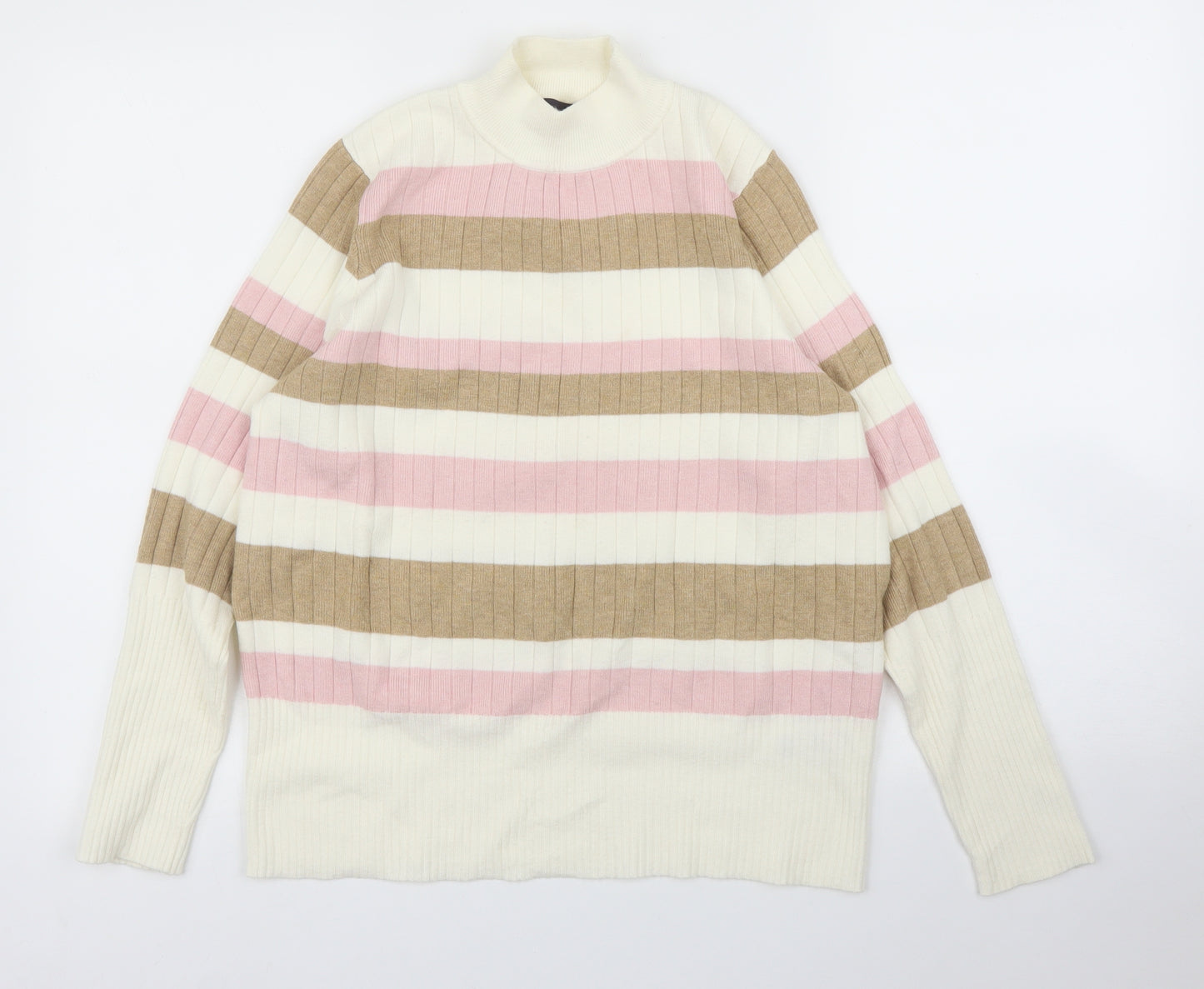 M&S Womens Ivory Striped  Pullover Jumper Size 16