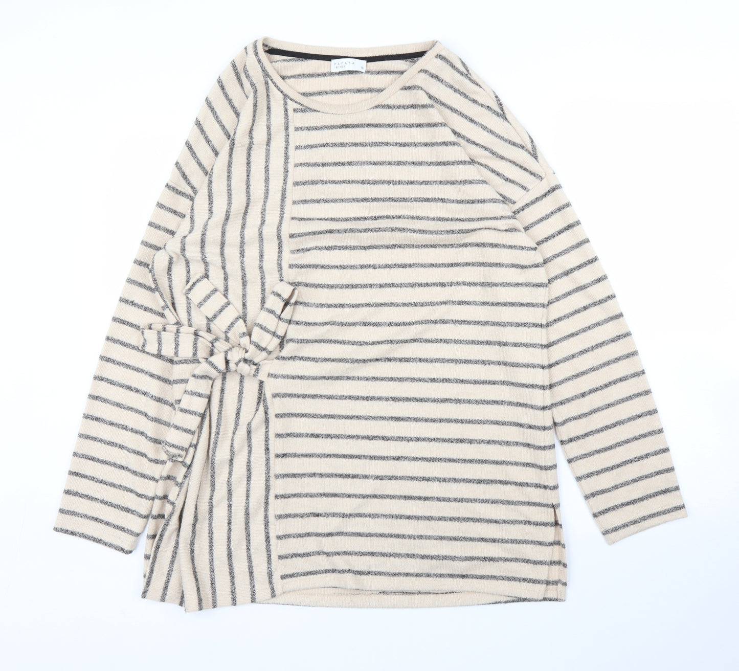 Papaya Womens Beige Striped  Tunic Jumper Size 16