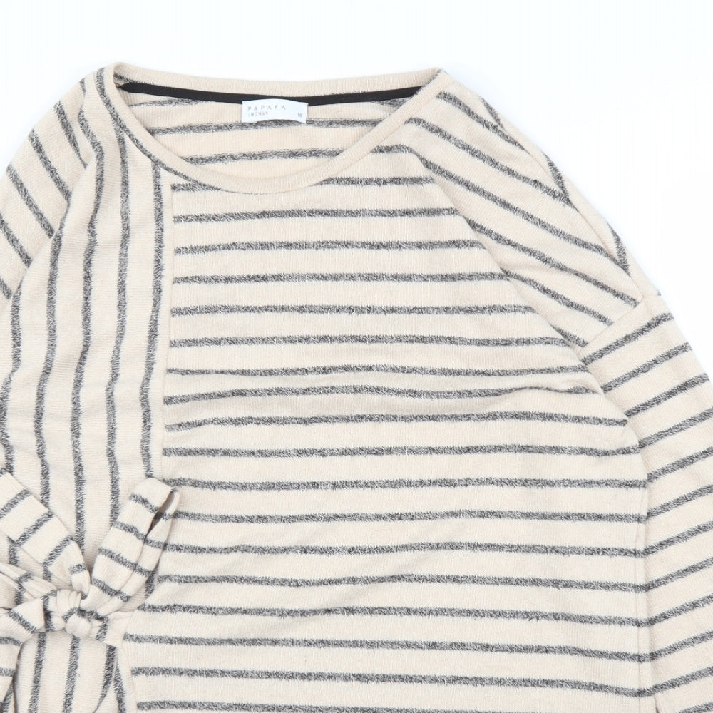 Papaya Womens Beige Striped  Tunic Jumper Size 16