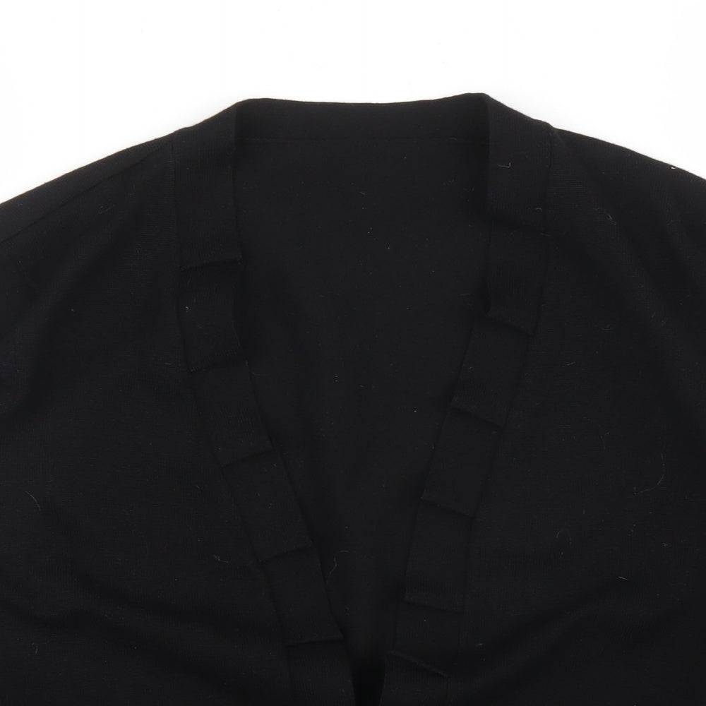 Preworn Womens Black  Rayon Cardigan Jumper Size M