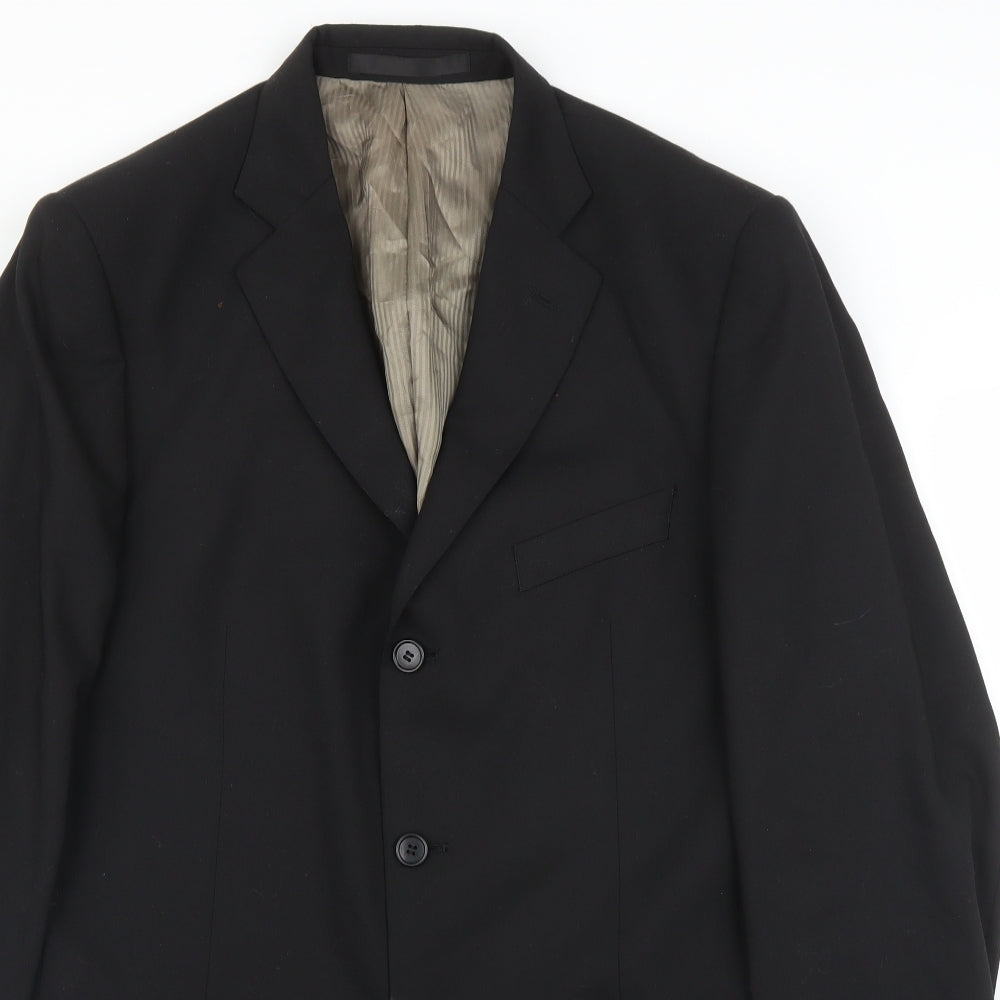 Impressions Mens Black   Jacket Suit Jacket Size 44