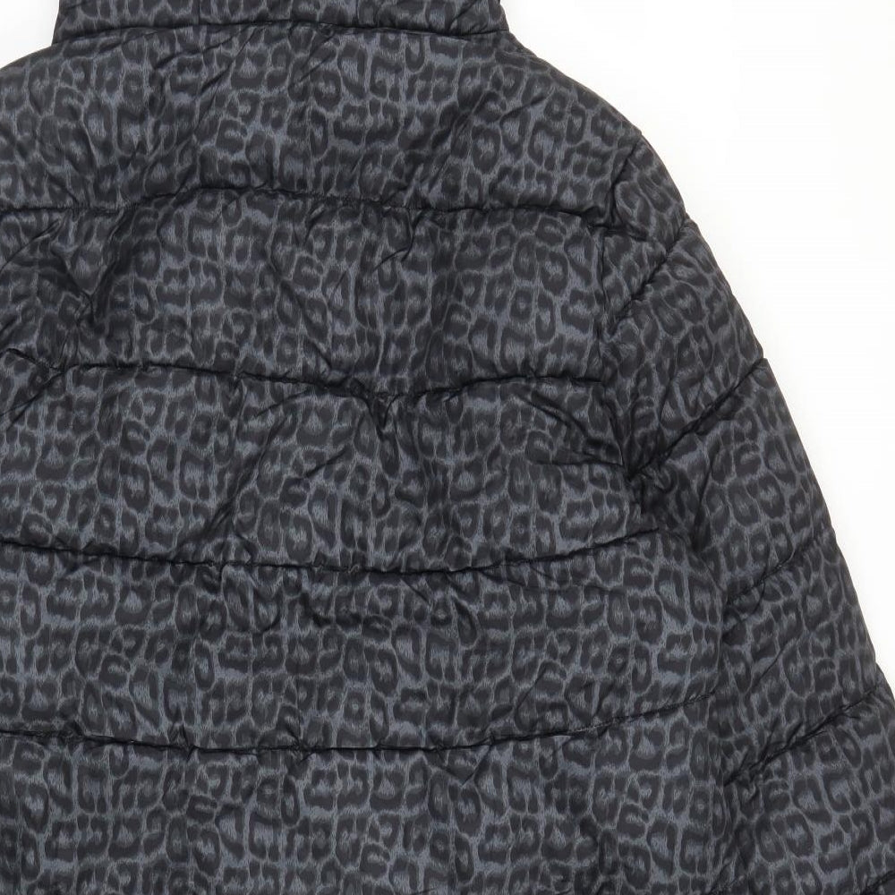 B. You Womens Grey Animal Print  Puffer Jacket Coat Size 22  - Leopard print