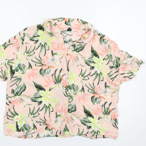H&M Womens Pink Floral  Basic Button-Up Size 12