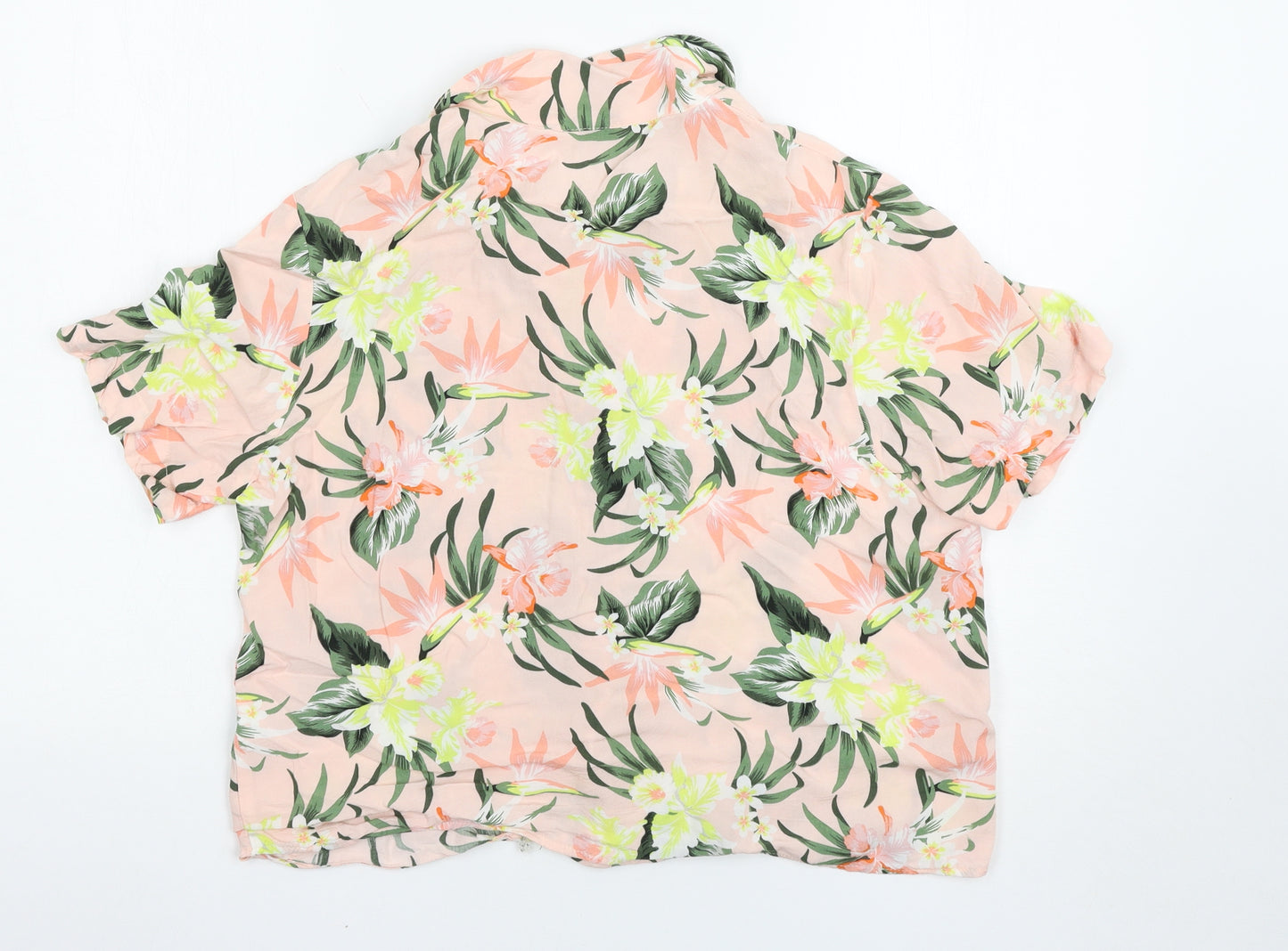 H&M Womens Pink Floral  Basic Button-Up Size 12