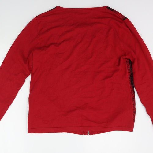 JUST ELEGANCE Womens Red Striped  Pullover Jumper Size L