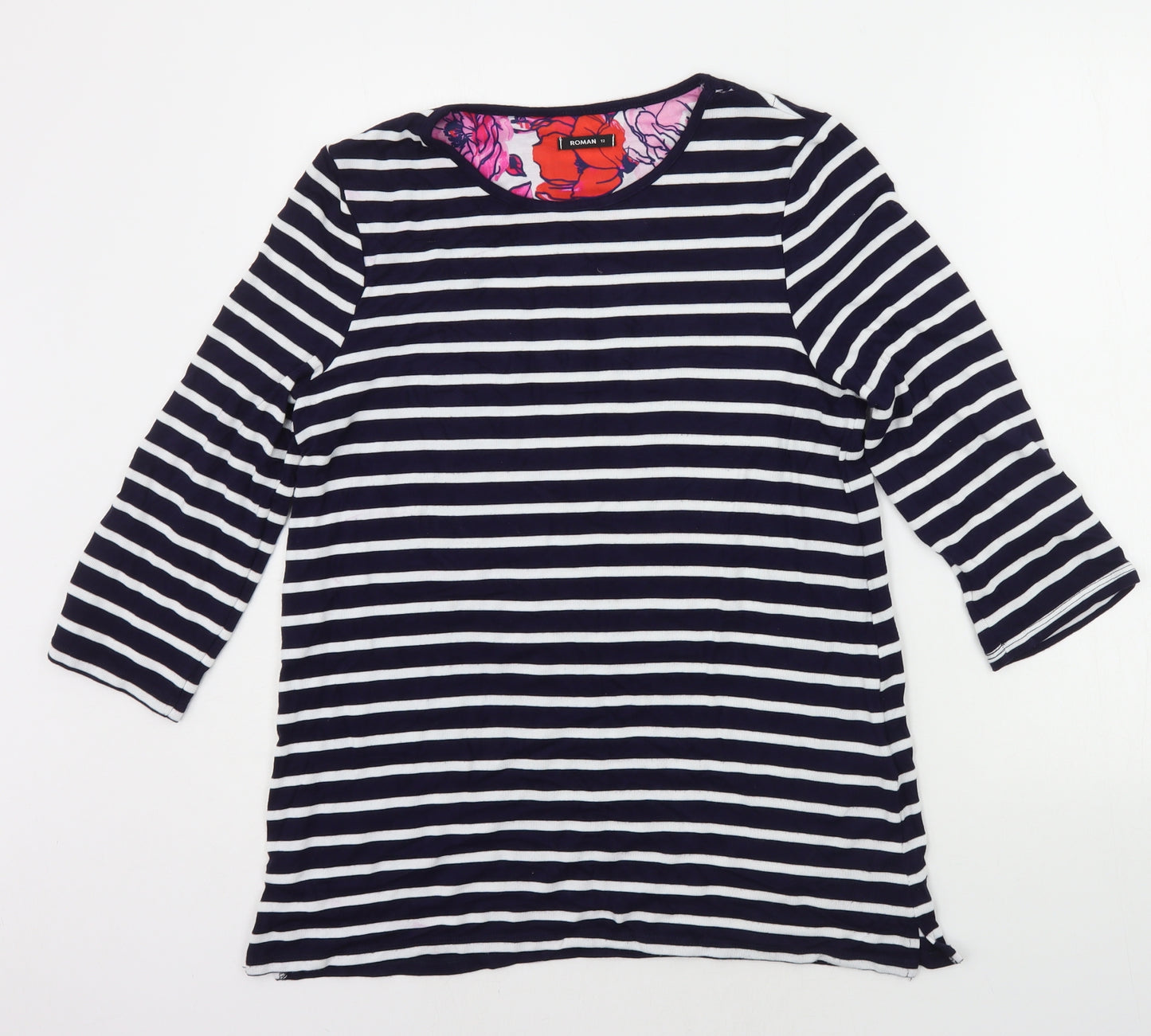 Roman Womens Blue Striped  Pullover Jumper Size 12