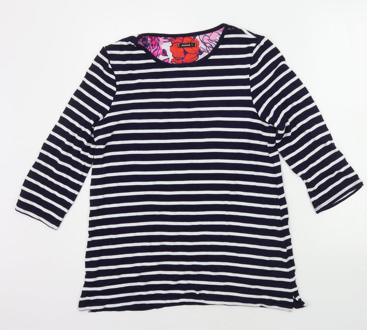 Roman Womens Blue Striped Pullover Jumper Size 12