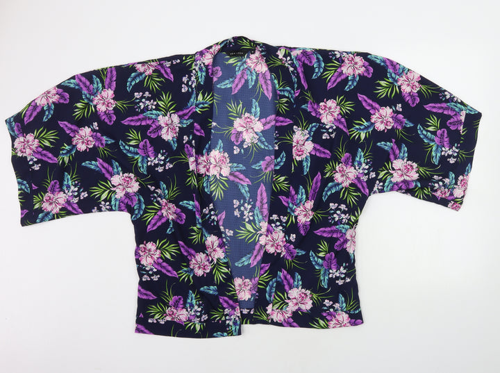 New Look Womens Blue Floral Cardigan Jumper Size 12