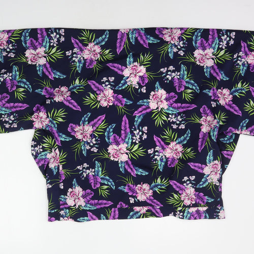 New Look Womens Blue Floral  Cardigan Jumper Size 12