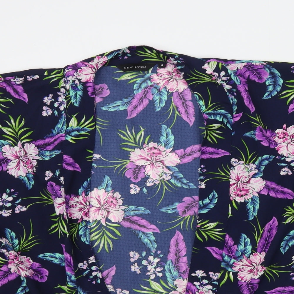 New Look Womens Blue Floral  Cardigan Jumper Size 12