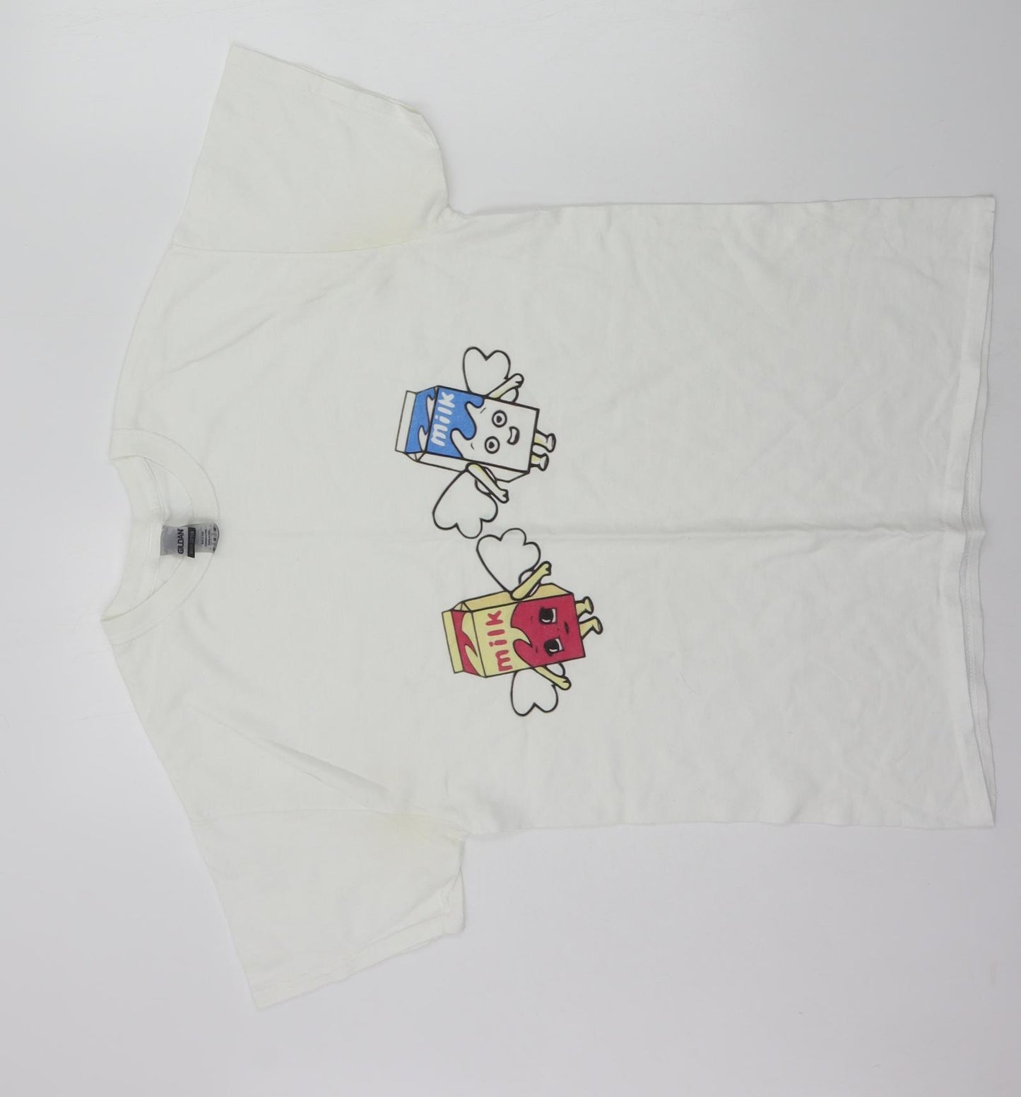 Gildan Mens White    T-Shirt Size M  - milk