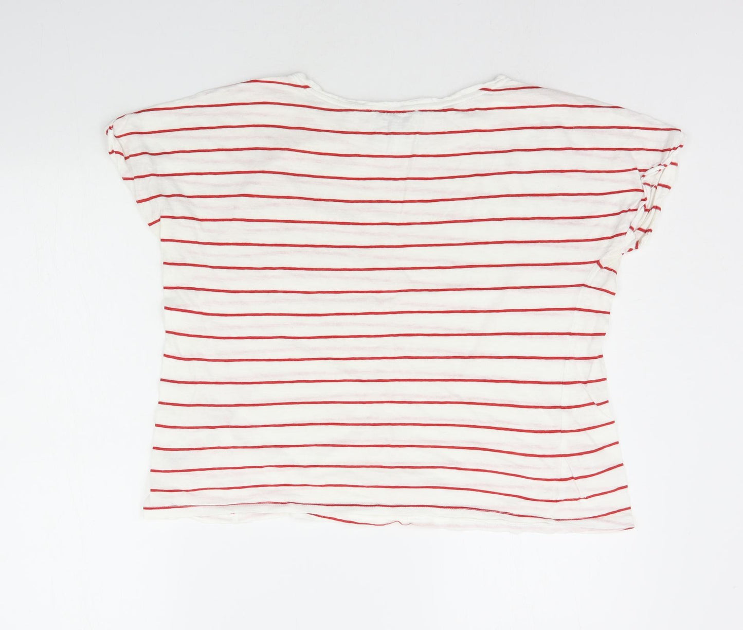 New Look Womens White Striped  Basic T-Shirt Size 8