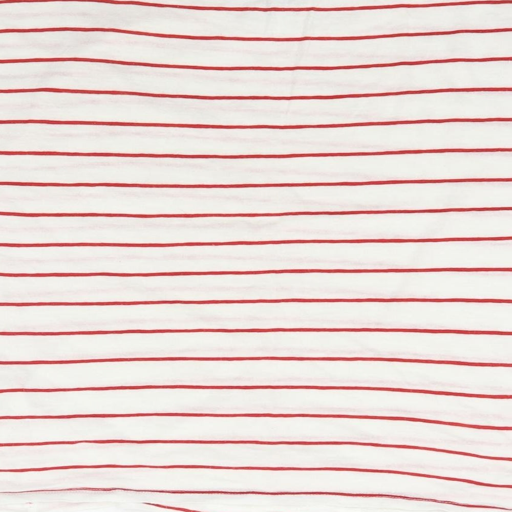 New Look Womens White Striped  Basic T-Shirt Size 8