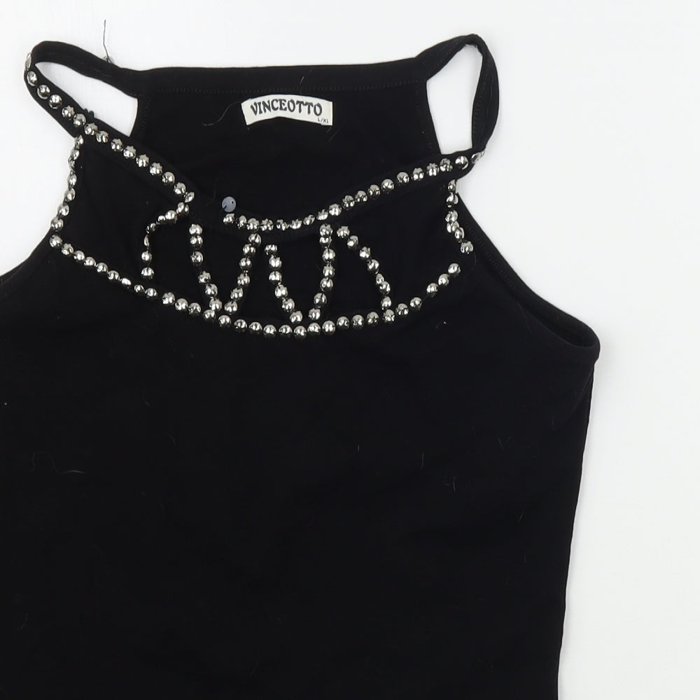 Vinceotto Womens Black   Basic T-Shirt Size L