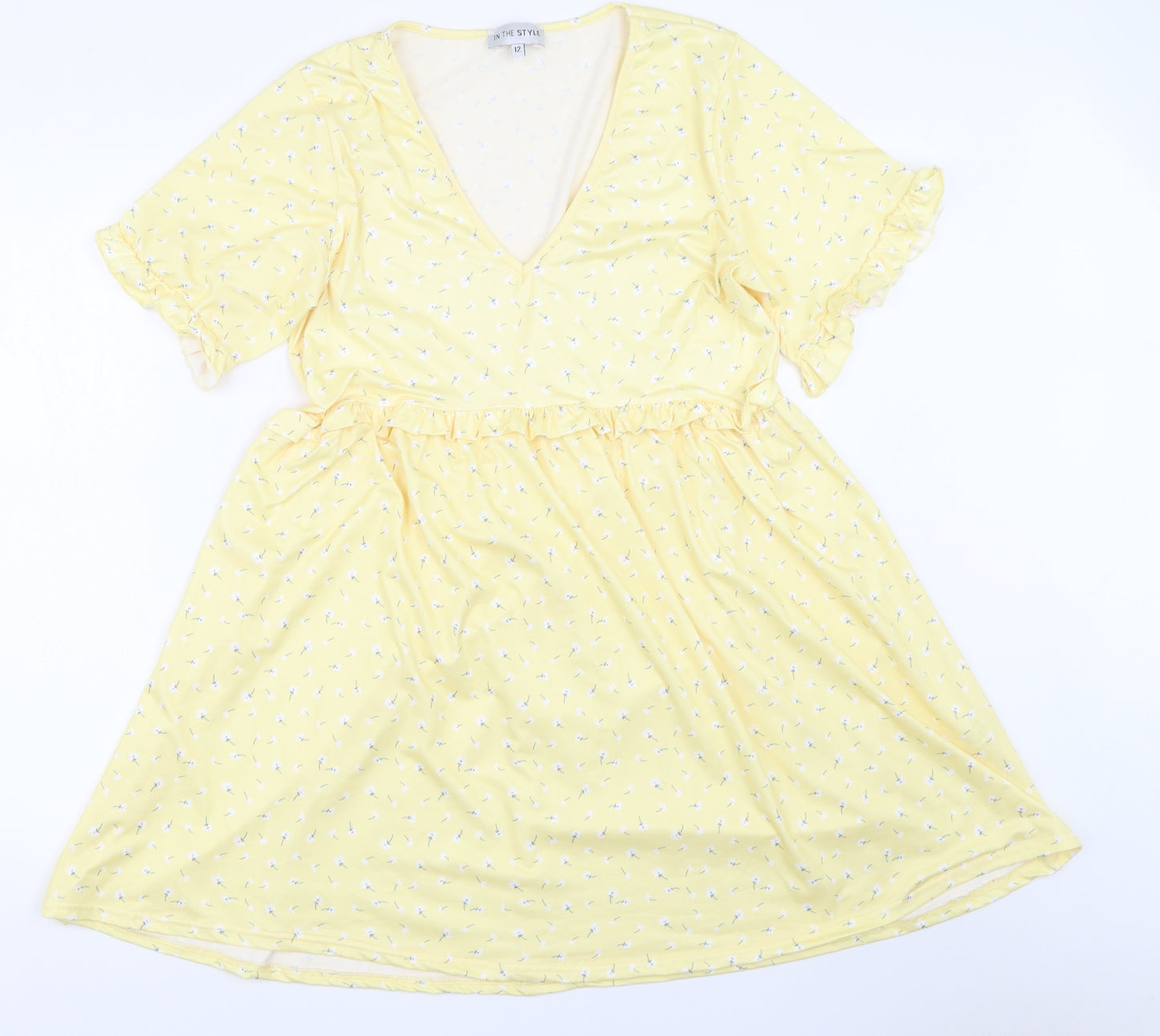 In the Style Womens Yellow  Polyester Fit & Flare  Size 12  V-Neck
