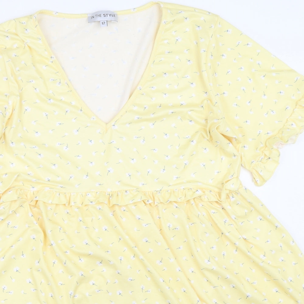 In the Style Womens Yellow  Polyester Fit & Flare  Size 12  V-Neck
