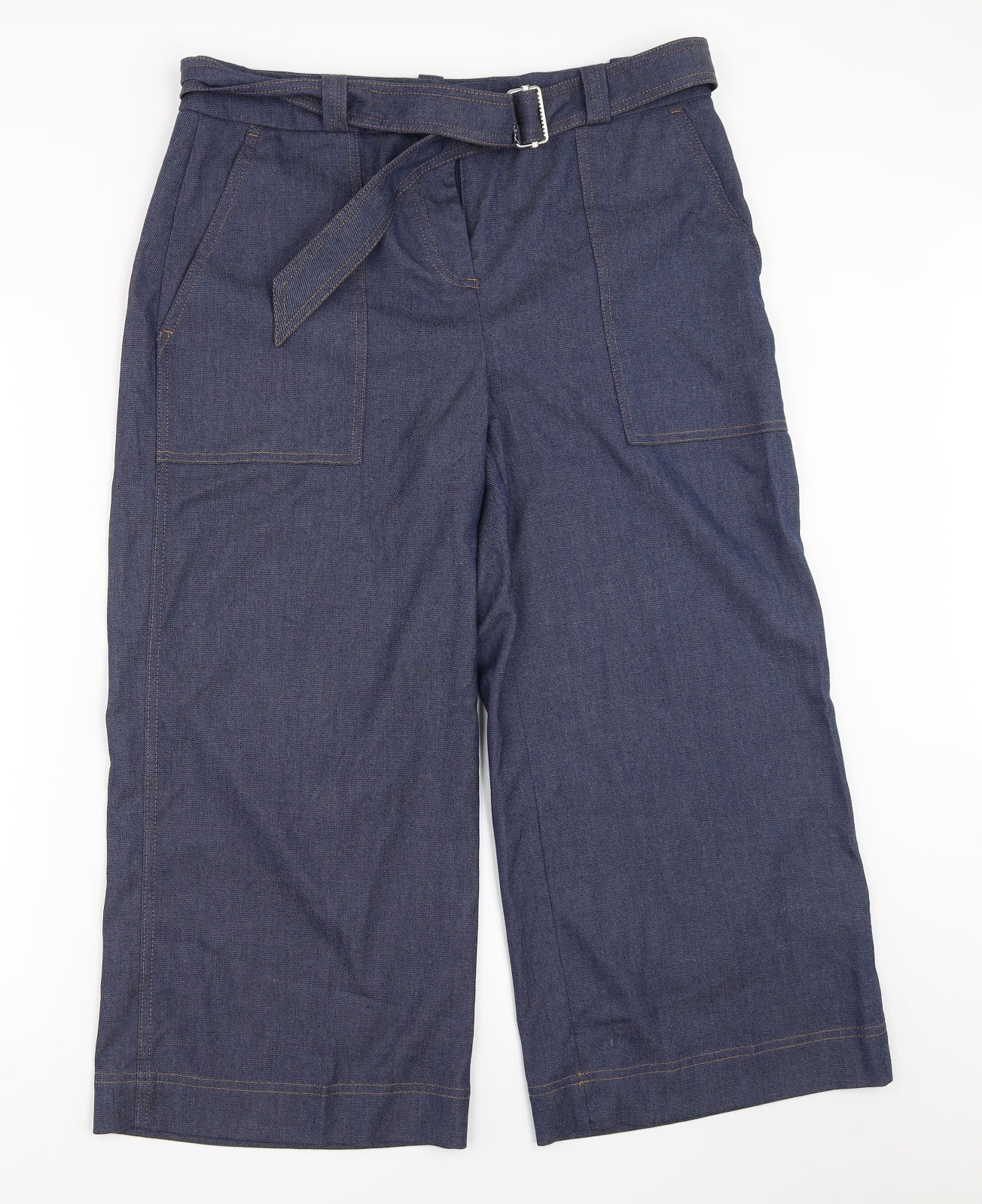 NEXT Womens Blue   Cropped Trousers Size 14 L22.5 in