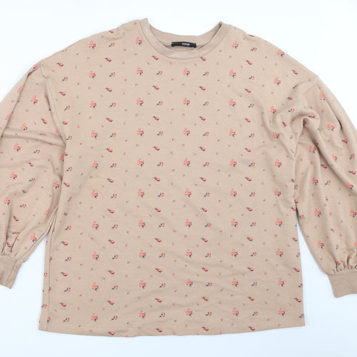 George Womens Beige Floral  Pullover Sweatshirt Size L