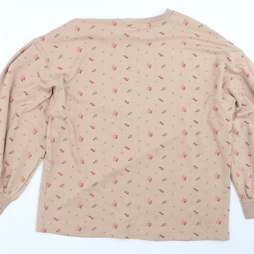 George Womens Beige Floral  Pullover Sweatshirt Size L