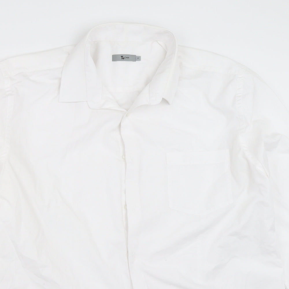 TU Mens White    Dress Shirt Size 17