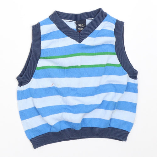 NEXT Boys Blue Striped  Vest Jumper Size 12-18 Months