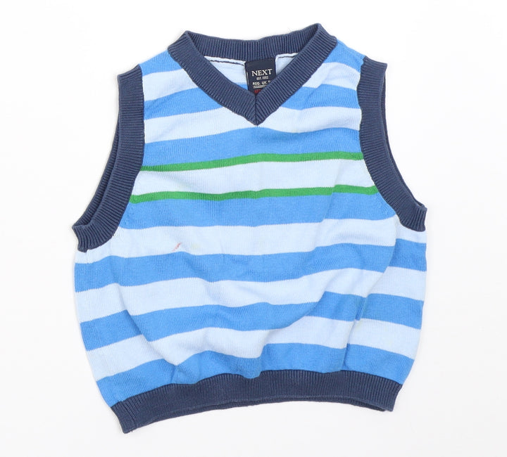 NEXT Boys Blue Striped  Vest Jumper Size 12-18 Months