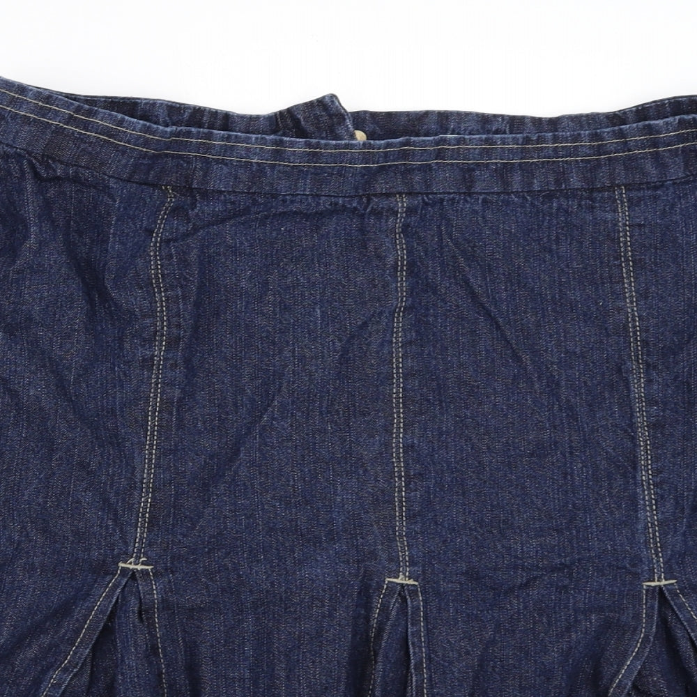 Cotton Traders Womens Blue  Denim Flare Skirt Size 16