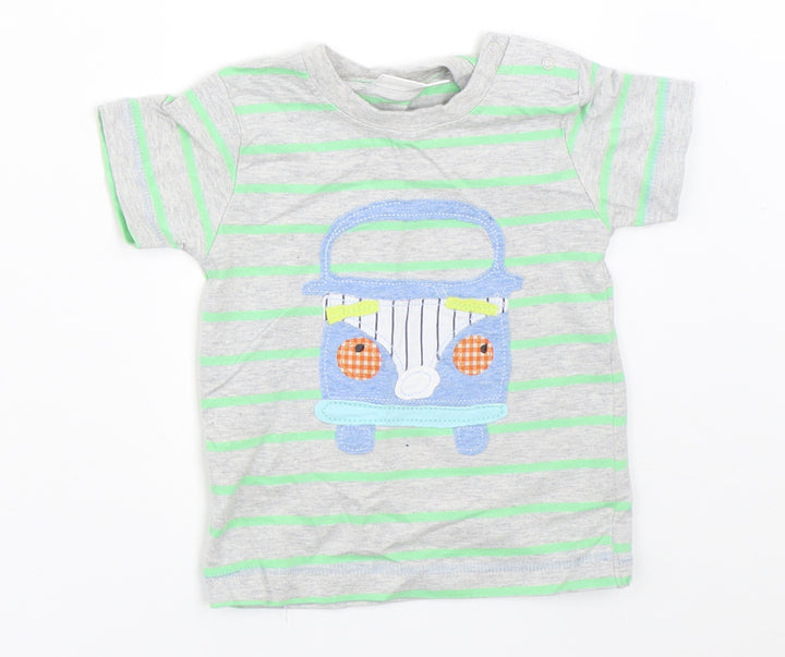 NEXT Boys Grey Striped  Basic T-Shirt Size 3-6 Months