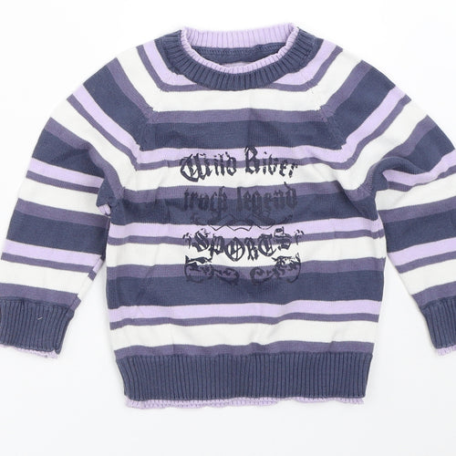 Matalan Girls Purple Striped  Pullover Jumper Size 12-18 Months