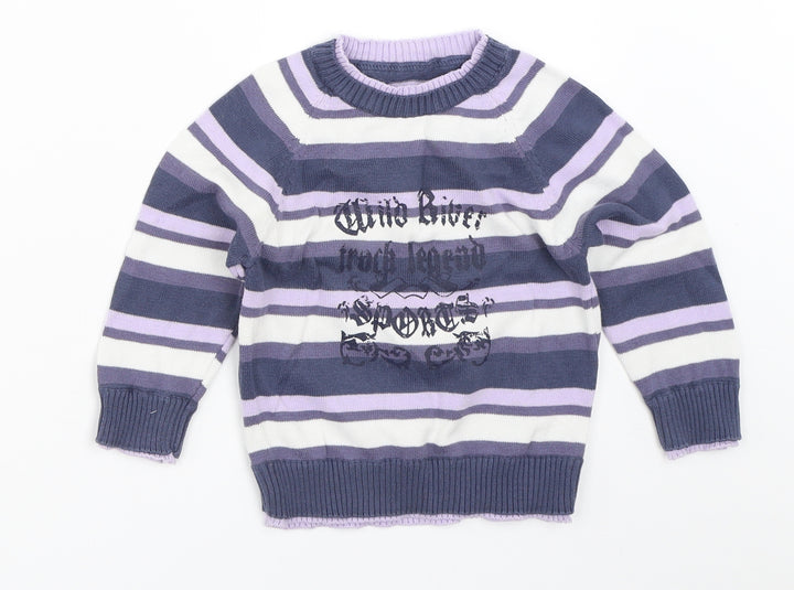 Matalan Girls Purple Striped Pullover Jumper Size 12-18 Months